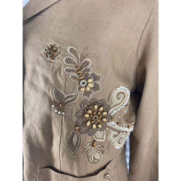 Coldwater Creek Tan Beaded/Embroidered Blazer - Picture 4 of 7